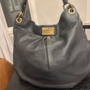 Marc by Marc Jacobs Black Pebbled Leather Hobo with Gold Hardware